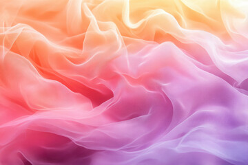 Obraz premium Soft, flowing pastel fabric in ombre shades of pink, orange, and purple.