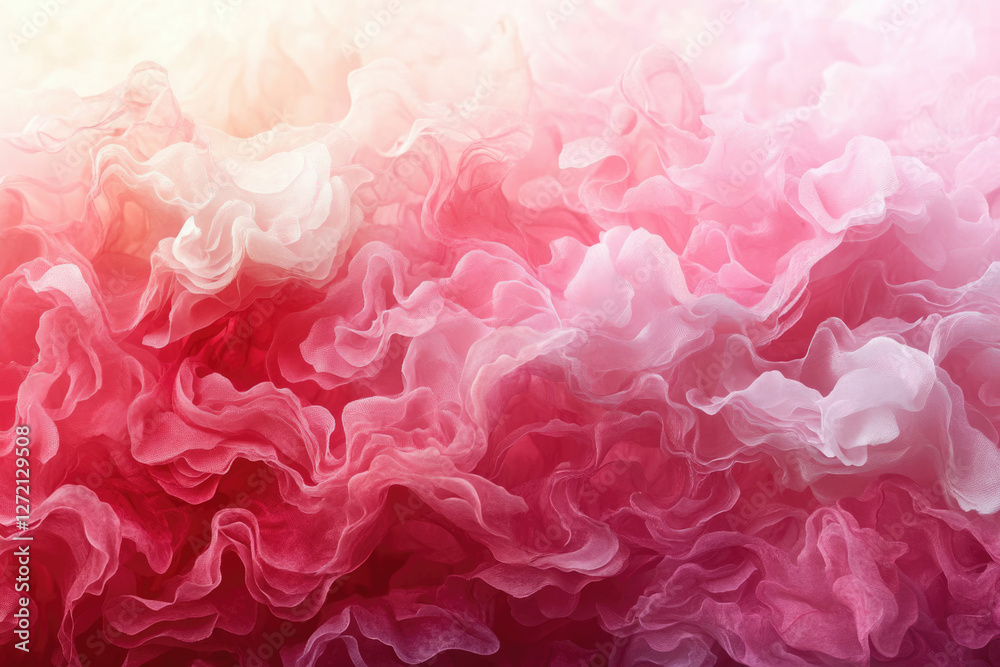 Poster abstract ombre pink fabric texture with soft, ruffled layers creating a dreamy, romantic feel.