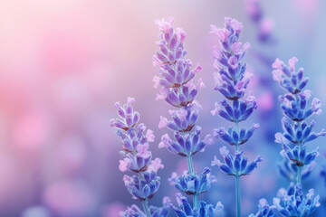 Obraz premium Close-up of delicate lavender flowers in a soft, dreamy setting.