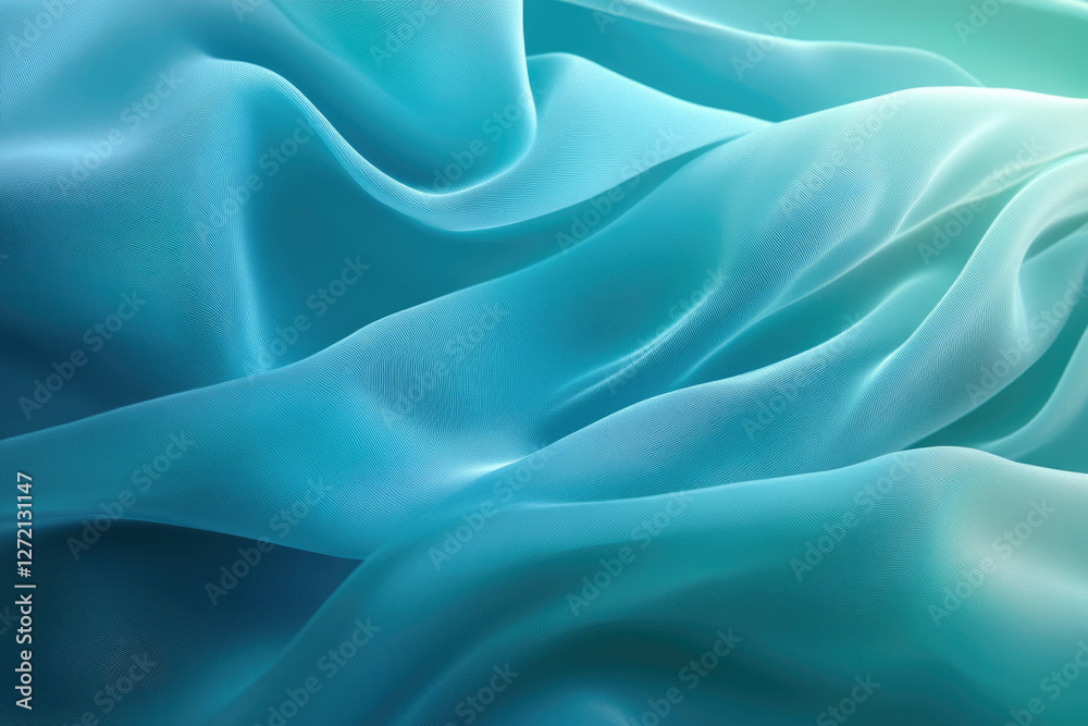 Poster draped turquoise fabric with soft folds and subtle light gradients.