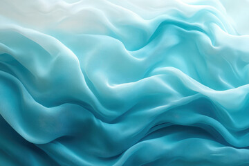 Obraz premium Soft, flowing turquoise chiffon fabric with a gradient from white to deep blue.
