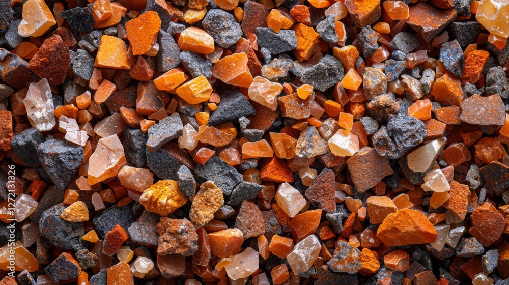 Poster A diverse array of small pebbles and crystals presents a striking display of colors and textures.