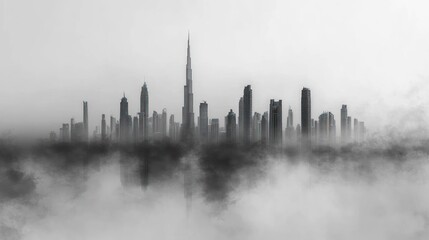Misty Dubai Skyline at Dawn