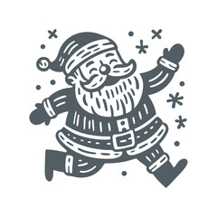 Santa doodle . Simple black and white hand drawn vector illustration.