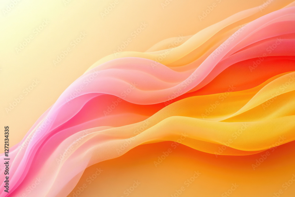 Wall mural Abstract image of flowing pink and orange fabric, creating a soft and dreamy aesthetic.