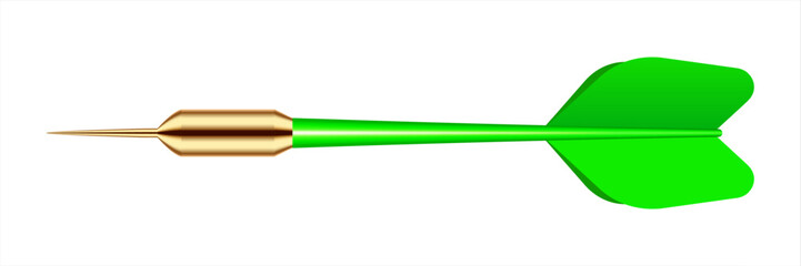 Dart arrow with metal tip and shadow. Dart throwing sport game, dartboard equipment. Vector illustration