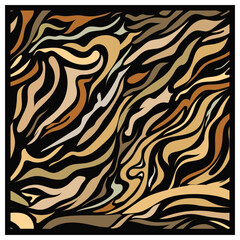 Abstract wavy pattern in shades of brown, black, and gold, Colorful abstract background showcasing wavy lines, blending hues to form a lively and captivating visual experience.