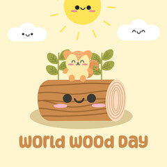 World Wood Day vector design for celebration. Suitable for background, template, social media, poster, flyer design, flat illustration, banner,  etc
