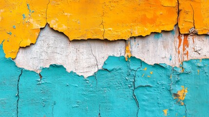 Obraz premium A wall with a blue and yellow paint job