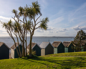 Beach Huts at Gurnard Bay on the Isle of Wight, UK