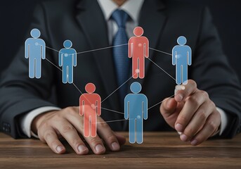 Business Professional Pointing at Network Diagram
