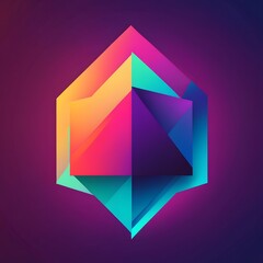 Abstract Multifaceted Geometric Shape in Vibrant Colors