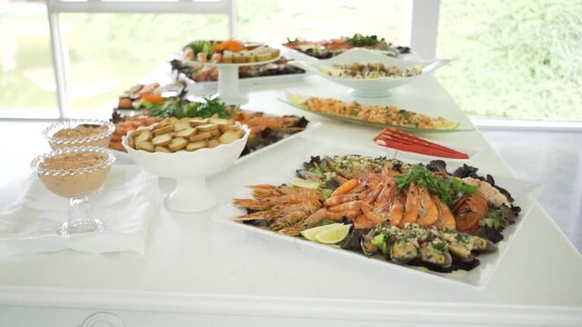 Shot of Table filled with cameroon and other sea food