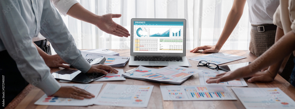 Aufkleber Spreadsheet document information financial startup concept. data and graphs in spreadsheet documents for online analysis project dashboard accounting digital brisk