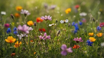 Spring wild flowers, meadow flowers, wild flowers. Spring early flowers
