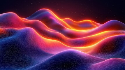 Obraz premium Colorful Abstract Landscape with Wavy Patterns and Light Effects