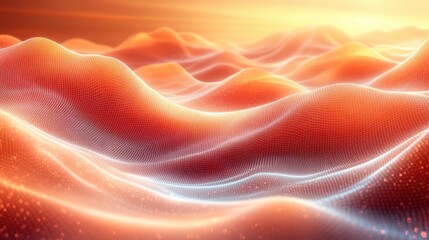 Obraz premium Vibrant Digital Landscape with Flowing Patterns and Warm Tones