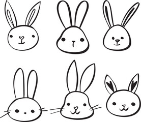 doodle black easter bunnies drawing