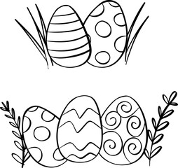doodle black easter eggs drawing