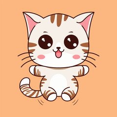 Vector illustration of a cute happy ginger cat that is sitting