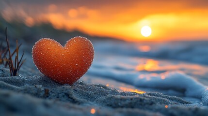 Fototapeta premium Twilight beach love heart serene horizon high resolution picture