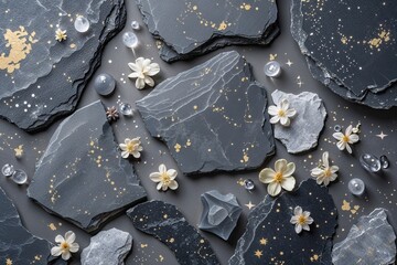 Elegant Grey Slate Texture Featuring Astral Designs for High-Resolution Artwork and Captivating Visuals