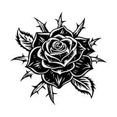Blooming rose illustration in vintage style