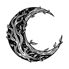 A glyph illustration of crescent moon tattoo © creativestall