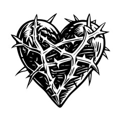 A glyph illustration of thorn heart tattoo