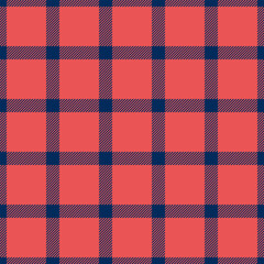 Vibrant coral and navy plaid pattern.  Perfect for textile design, website backgrounds, or fashion illustrations.  This bold, geometric texture evokes a sense of warmth and style.