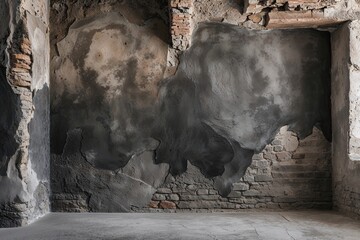 Rustic Charcoal Shades on Weathered Wall Textures