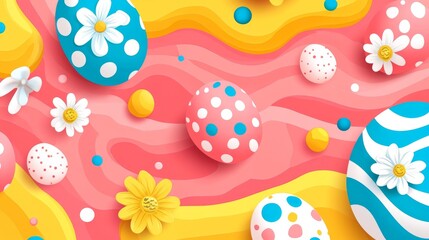 Easter 2D Vector Pattern | Cute Minimalist Easter Eggs, Bunnies & Flowers | Pastel Spring Seamless Design for Holiday Decor & Gift Wraps