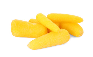 Fresh baby carrots isolated on white. Root vegetable