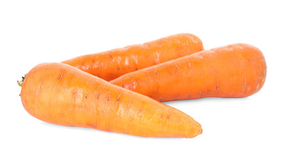 Fresh carrots isolated on white. Root vegetable