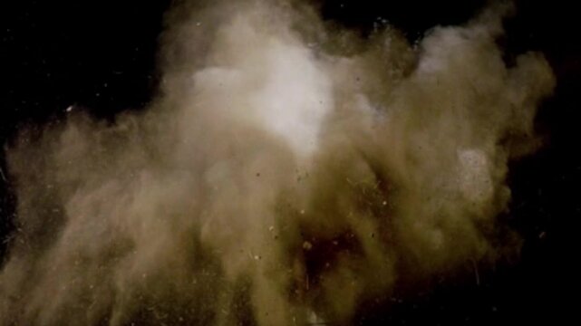 Dirt Charges and sparks for creative video with black png background.