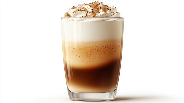 tall glass of creamy latte isolated