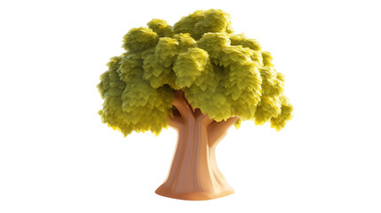 Cartoon-Style 3D Render of a Green Tree