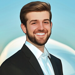 Cartoon Style Portrait of a Smiling Businessman