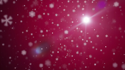 Obraz premium Falling white snowflakes and glitters on shiny gradient