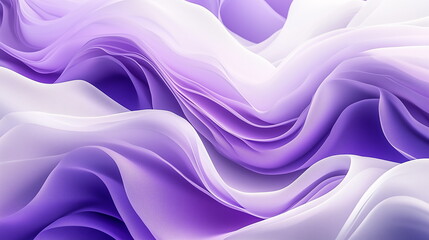 Obraz premium Abstract purple and white background with wavy shapes, flowing fabrics, light lilac, minimalist compositions, digital art techniques. Horizontal banner for media posts and presentations.