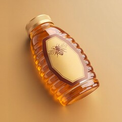 A plastic bottle of honey, realistic 3d render product design