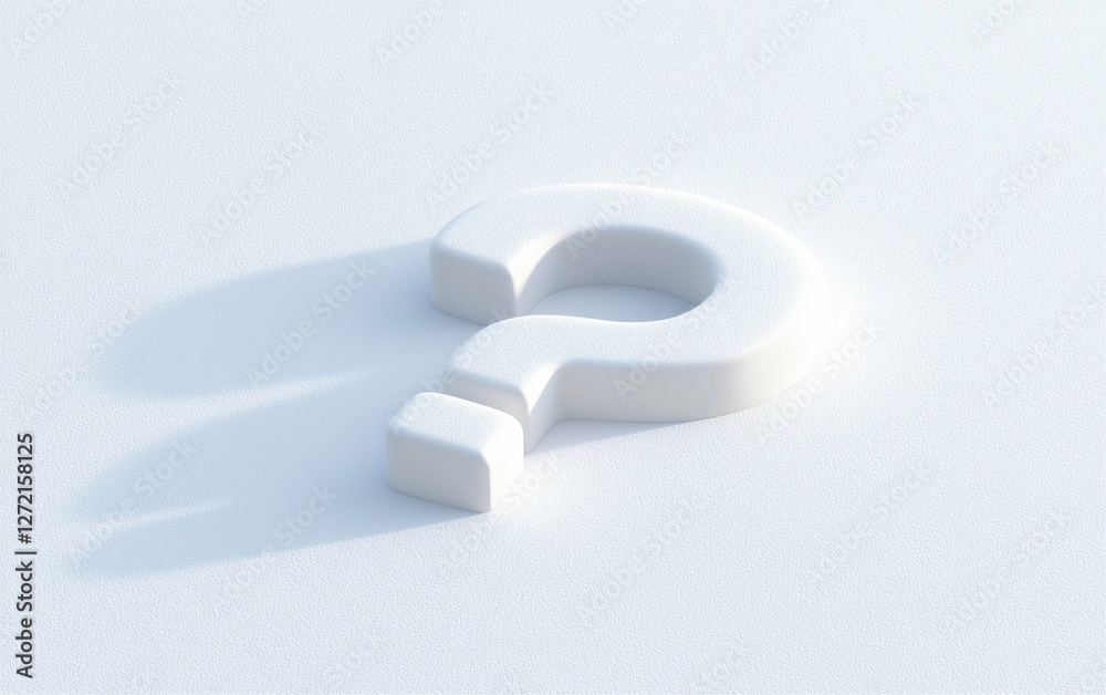 Fototapete White question mark on white background. Question mark symbol on a white surface. Question mark 3d rendering