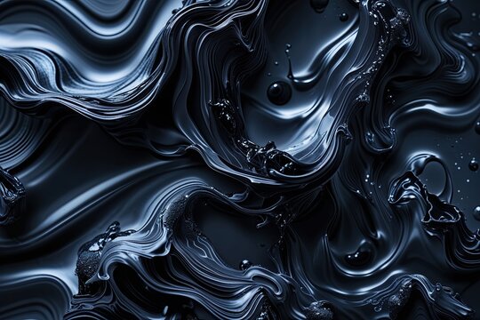 Intriguing Dark Liquid Ink Textures in Macro Photography