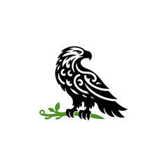 Eagle sitting on leaf vector design