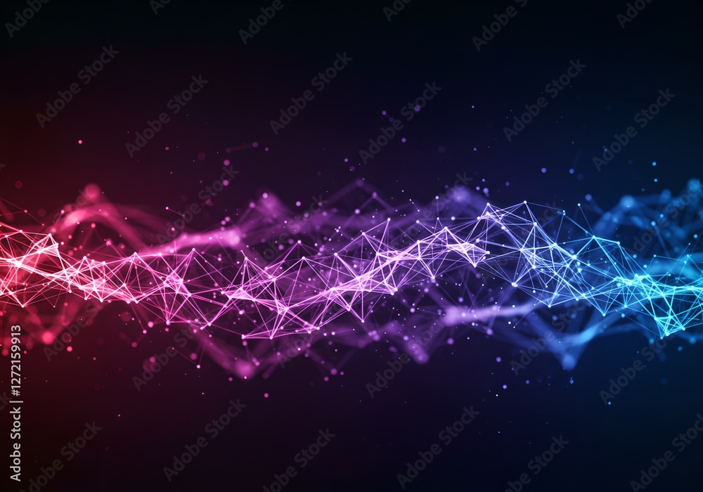 Poster digital network visualization with colorful gradient. abstract technology background. data transmiss