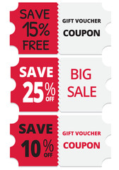 sales coupons set of marketing benefit prices
