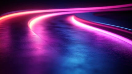 Neon curves glow on a textured surface