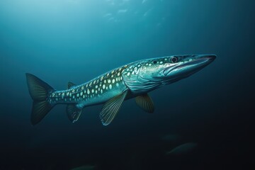 Naklejka premium Pike fishing in Sweden under low light during a calm night on the sea