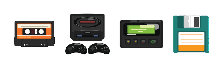 Different Retro Gadget and Electronic Device Vector Set