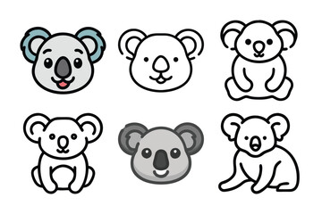 Cute koala over wall cartoon, vector illustration.